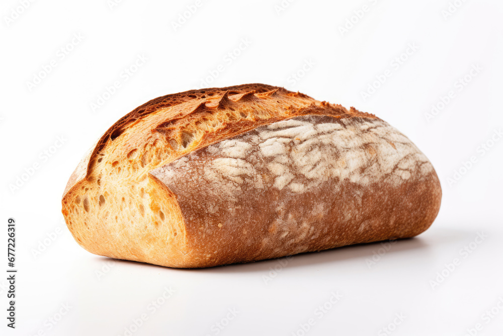 A loaf of bread in a slice on white background