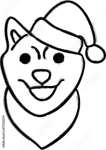 Dog muzzle Christmas drawing for decoration and design. 
