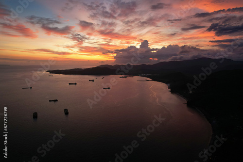 Sunset view of Manggis Bay. Bali  Indonesia.