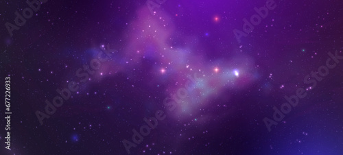Space vector background with realistic nebula and shining stars. Magic colorful galaxy with stardust © WhataWin