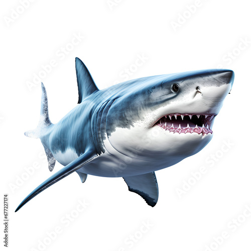 Fierce white shark on transparent background PNG