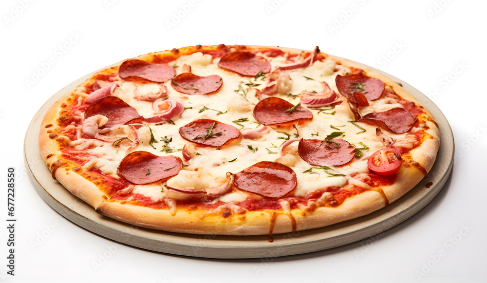 Pizza fresh cooked, isolated on white background Pizza fresh cooked, isolated on white background