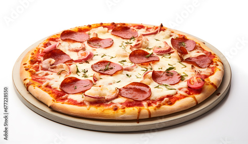 Pizza fresh cooked, isolated on white background