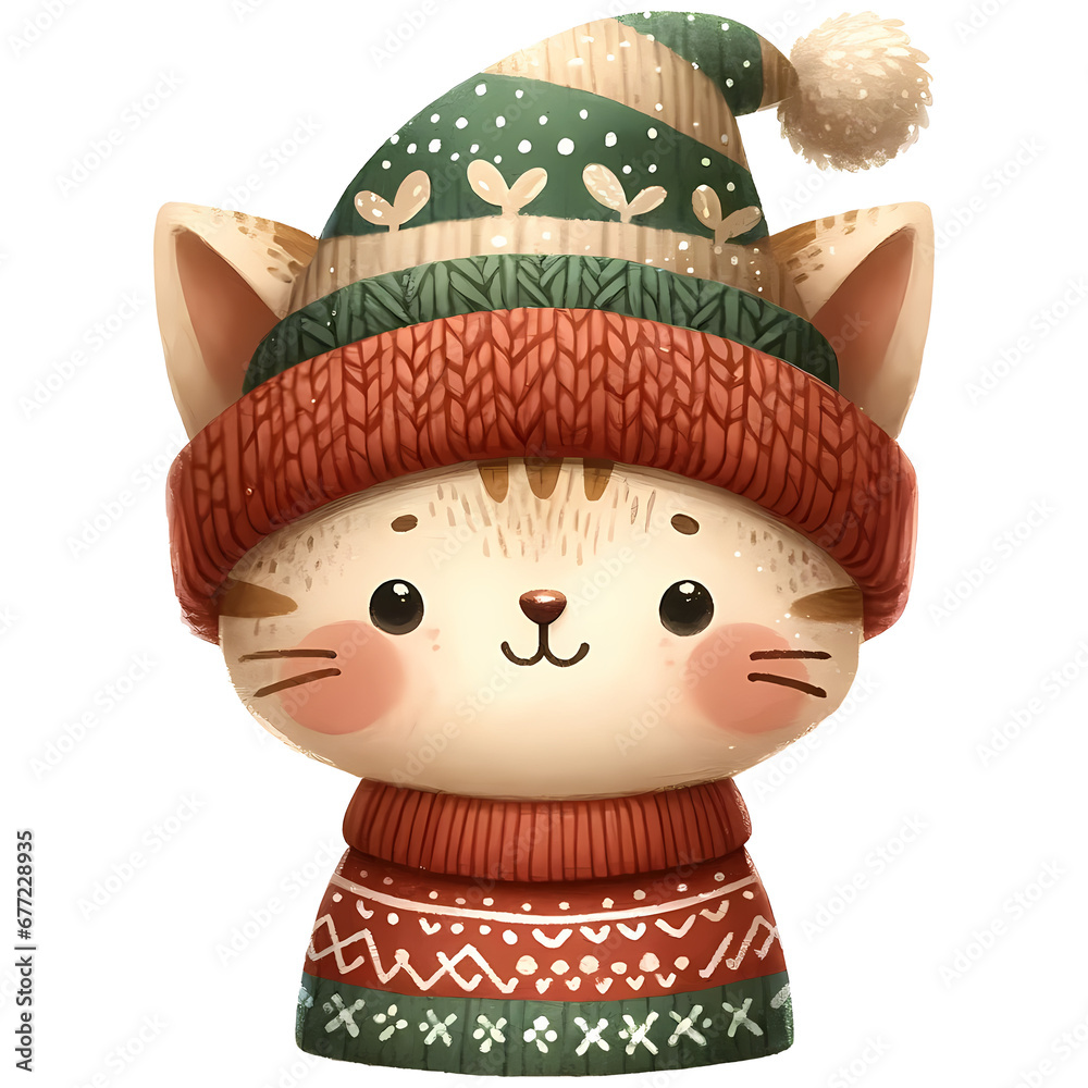 Cute cat wearing an elf hat