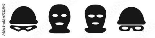 Thief robber balaclava face mask. Crime disguise vector