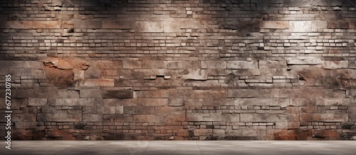 The background of the wall showcased a distinctive pattern and texture featuring a unique combination of concrete stone and brick which beautifully enhanced the architectural structure The  photo