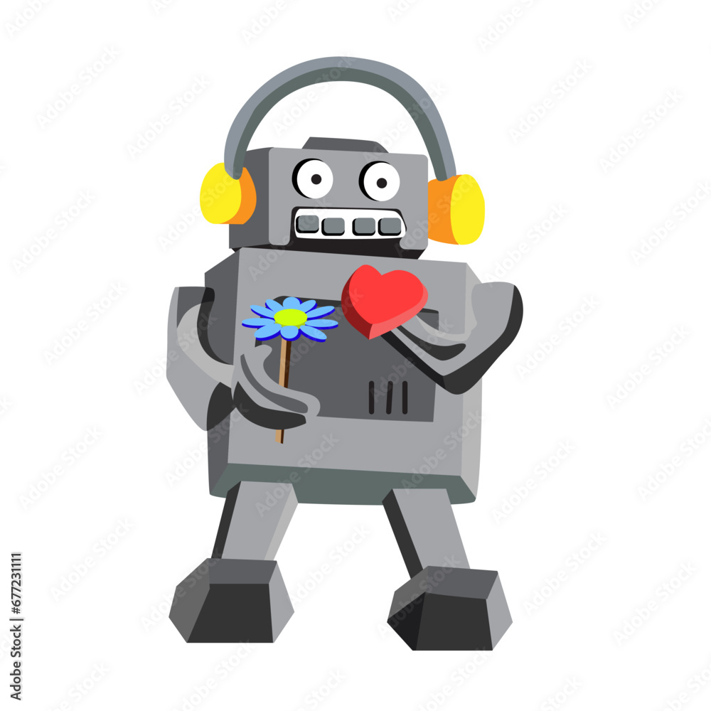 funny robot holding a flower funny robot holding a flower