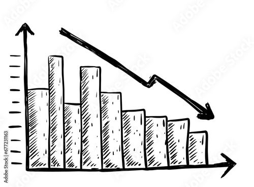 Sketch business graph with arrow