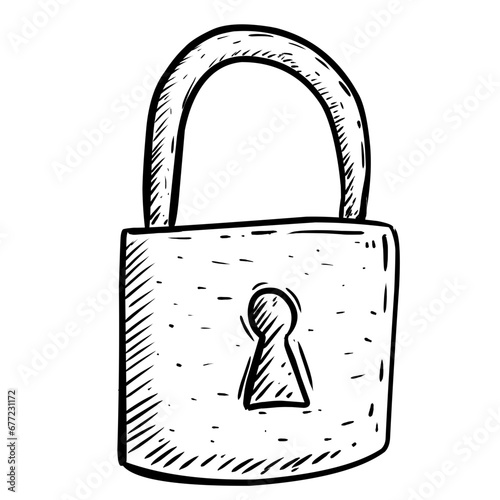 sketch of padlock on white 