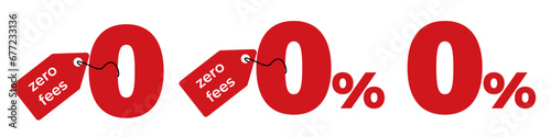 Zero percent fee commission vector sign photo