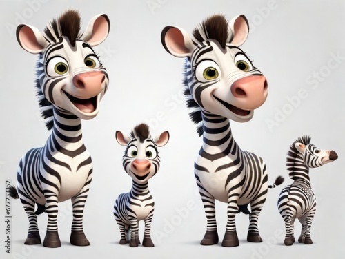 Cute zebra hero with many expressions and poses