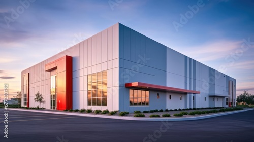 Modern sleek warehouse office building facility exterior architecture  © Fred