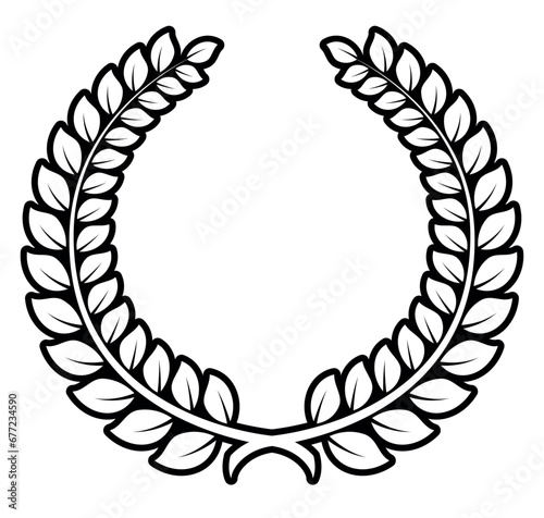 laurel wreath, black and white vector illustration