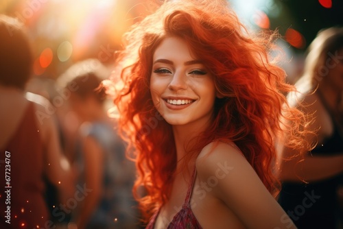 Redheaded Radiance: A Captivating Evening of Joyful Play at the Outdoor Sunset Party