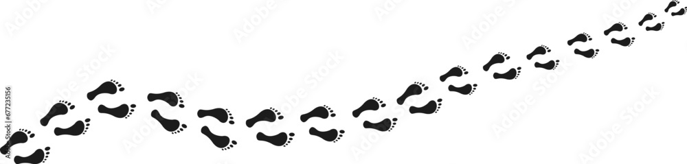 Footprint icon. Barefoot footprints, shoe prints. Collection of black symbols. Vector illustration