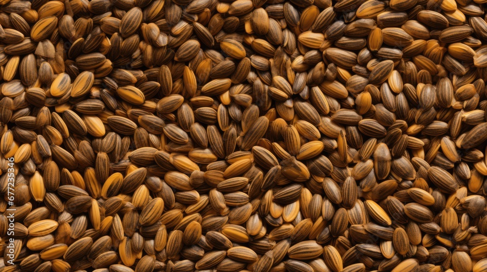 Obraz premium Roasted sunflower seeds nut seamless pattern. Food repeated background.