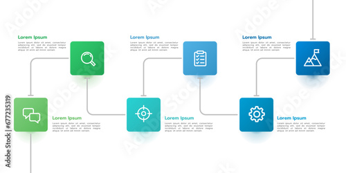 6 process to success. Infographic thin line design template. Business presentation  Planning  and Strategy. Vector illustration.