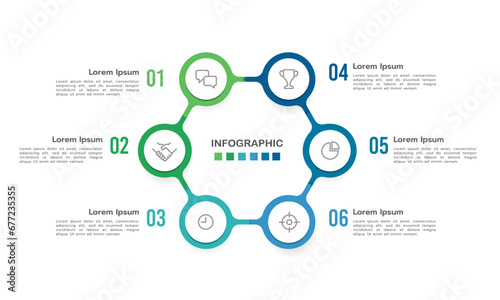 6 processes for success. Infographic cycle design template. Business presentation. Vector illustration.