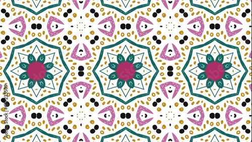 Kaleidoscope motion psychedelic ornament texture background animation colored looping wallpaper