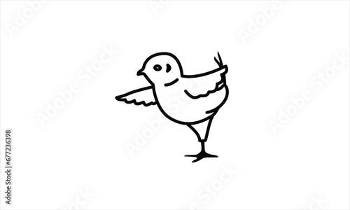 logo lineart ayam terbang