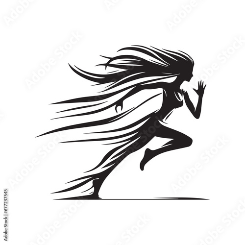Empowered Running Women  Collection of Black and White Vector Silhouettes  Illustrating Strength  Endurance  and Fitness