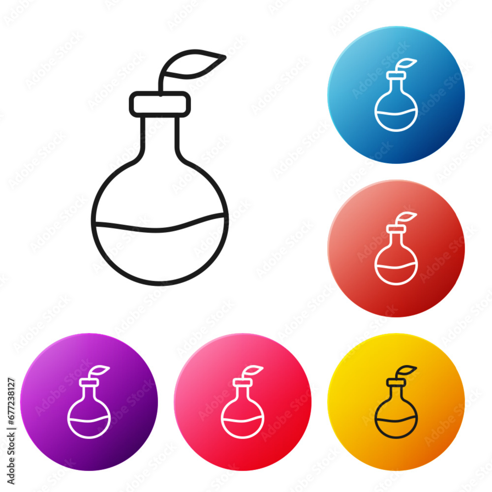 Black line Plant breeding icon isolated on white background. Plants growing in the test tubes. Organic food ,agriculture and hydroponic. Set icons colorful circle buttons. Vector Black line Plant breeding icon isolated on white background. Plants growing in the test tubes. Organic food ,agriculture and hydroponic. Set icons colorful circle buttons. Vector