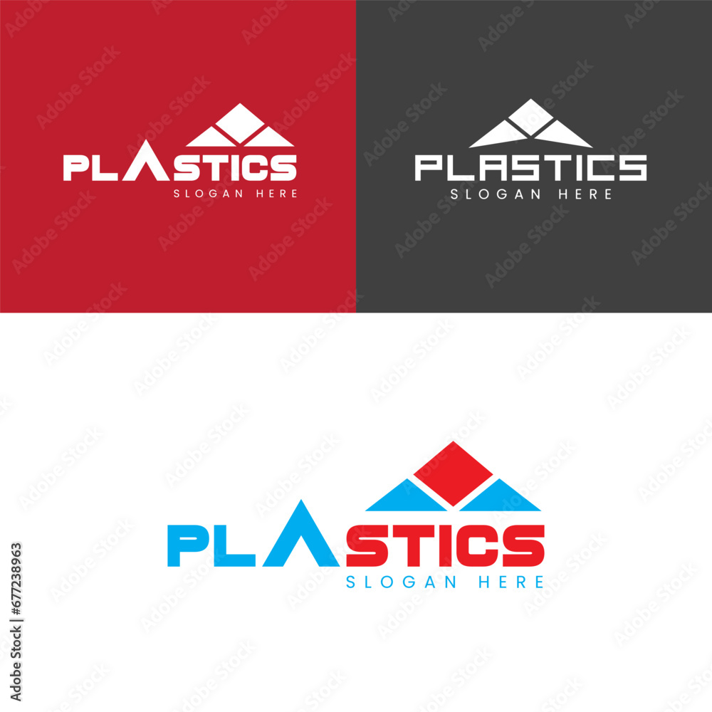 PLASTICS Symbol Logo Concept and Letter Logo Design PLASTICS Symbol Logo Concept and Letter Logo Design