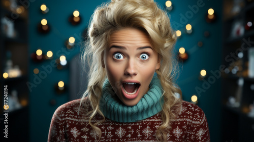 Young woman realizing she's forgotten to buy Christmas presents.