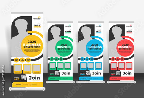 Roll up banner for modern corporate business conference, roll up stand banner template design