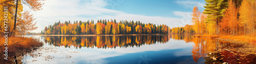Beautiful autumn landscape. autumn forest lake. photo