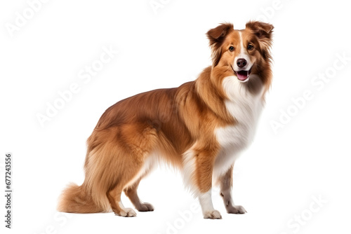 Border Collie Dog Light Brown Full Body Isolated Transparent Background Pet Canine Companion Coat Color Cute Studio Photography
