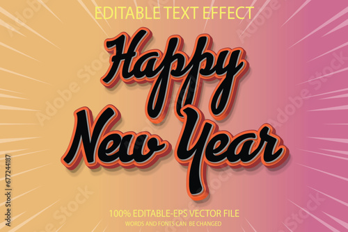 happy new year 3d text effect  and editable text effect