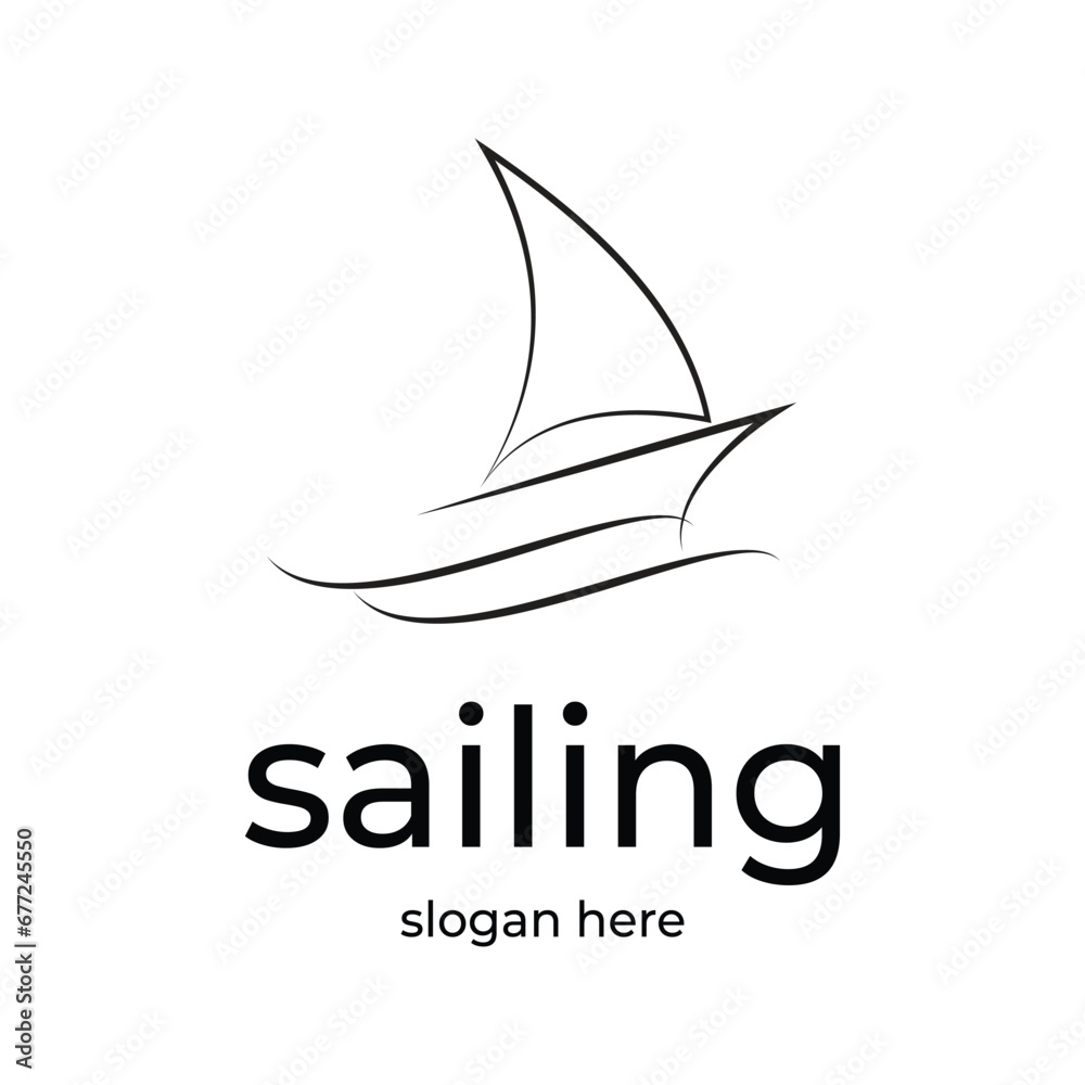 sailing line art logo vector minimalist illustration design sailing line art logo vector minimalist illustration design