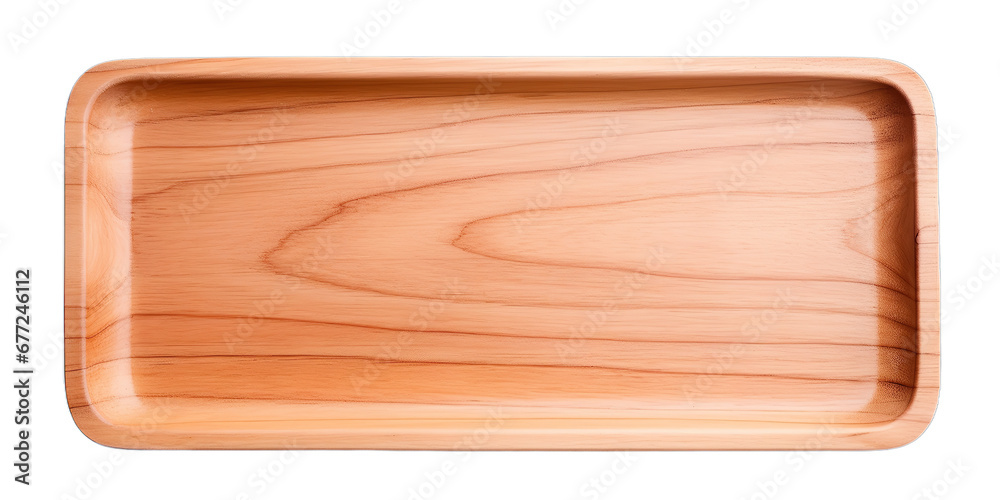 Wooden Tray, isolated on transparent background.