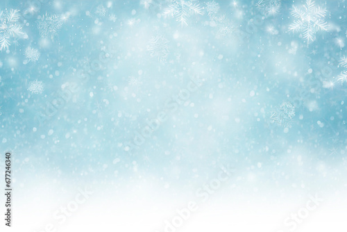 Winter holiday background with snowflakes cold winter sky with copy space, AI generated