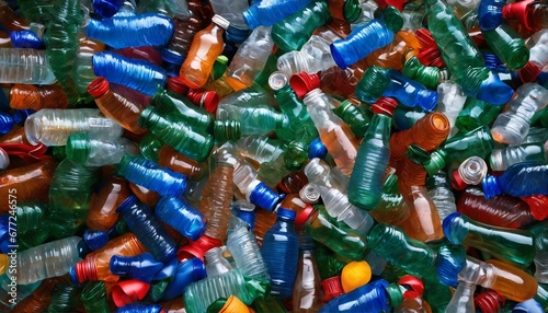 Pile of discarded plastic bottles - Suitable for recycling initiatives