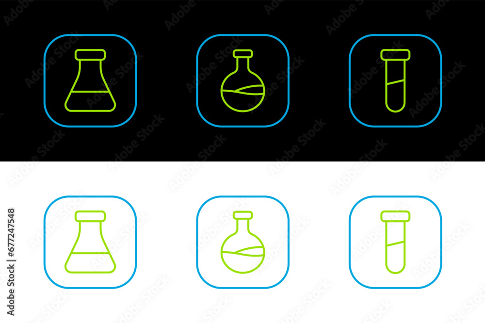 Set line Test tube and flask, and icon. Vector Set line Test tube and flask, and icon. Vector
