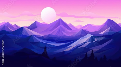 Purple mountains stylized graphic design landscape 