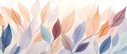 Luxury abstract art background with transparent flower or tree leaves. Botanical banner in watercolor style for decoration, print, textile, wallpaper, packaging, interior design.