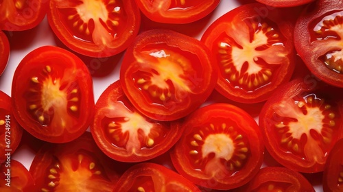 Sliced red tomatoes filling the entire frame food background © Fred
