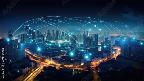 Wallpaper Mural Smart City and network connection concept Torontodigital.ca