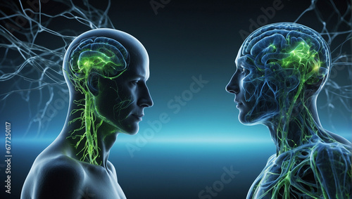 artistic rendering of two people communicating their thoughts and ideas