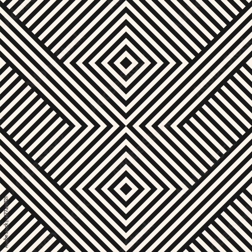 Black and white seamless geometric pattern. Vector abstract stripes, lines, chevron design. Simple striped background ornament. Stylish texture for sportswear and modern fashion. Decorative design