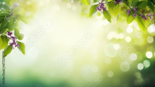 Spring or summer background bokeh leaves and branches 