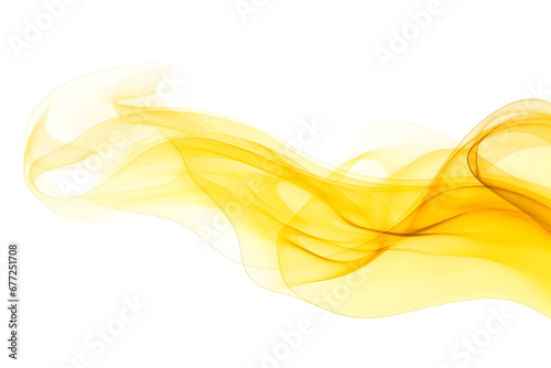 Round Wavy Yellow Smoke Isolated on White Background. Generative AI