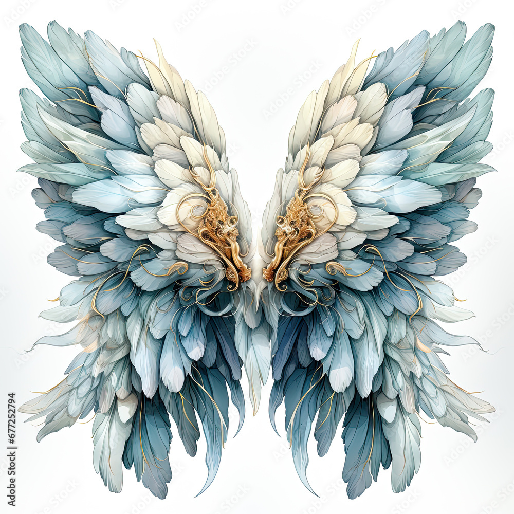 Fototapeta premium watercolor Angel Wing clipart, Generative Ai
