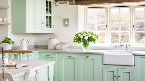 Mint cottage kitchen interior design  home decor and house improvement  English in frame kitchen cabinets in a country house