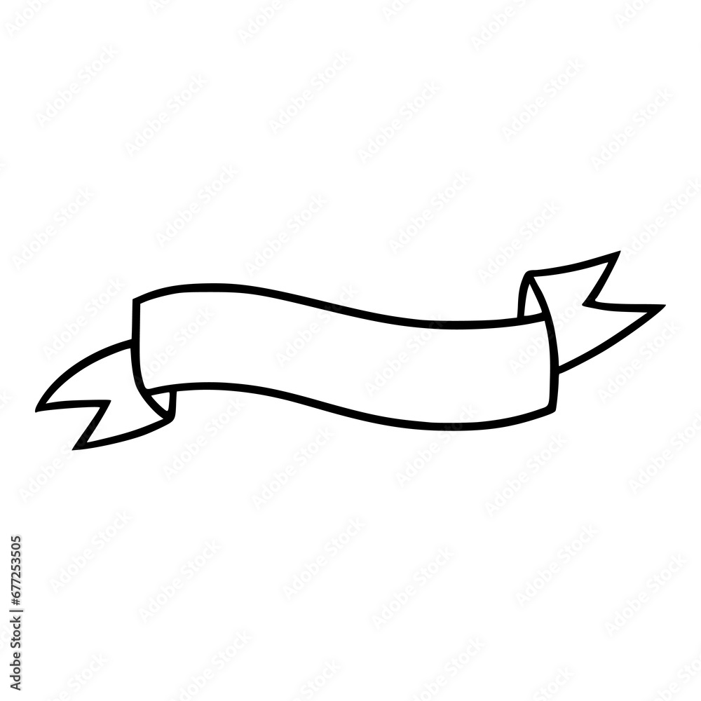 Curved ribbon outline illustration Curved ribbon outline illustration