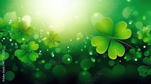 St Patrick's Day banner clover background wide copyspace 