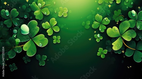 St Patrick's Day banner clover background wide copyspace 